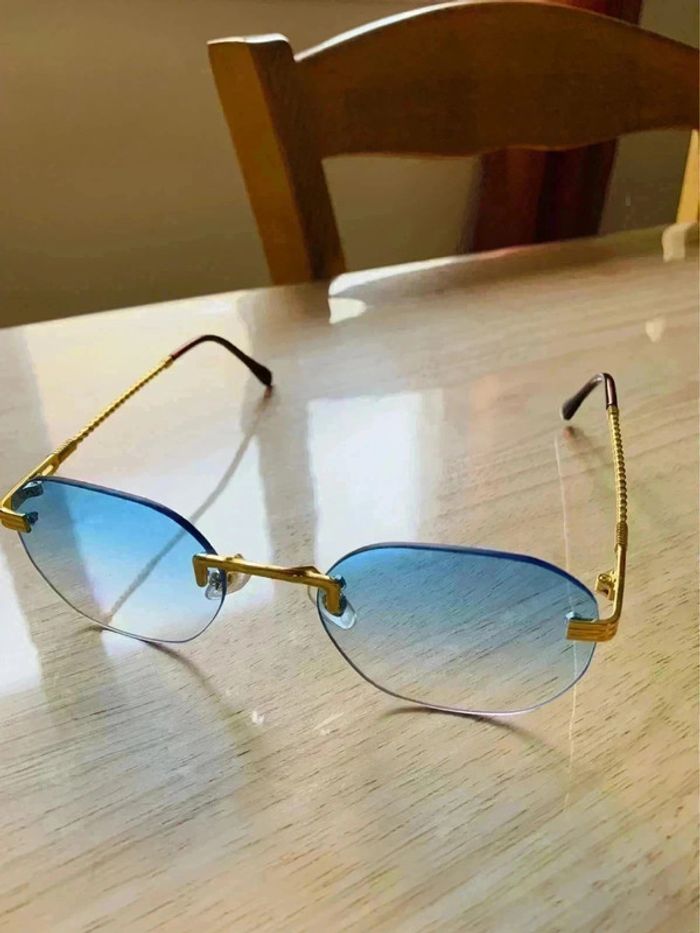 Lunettes de soleil bleu/doré - photo numéro 2