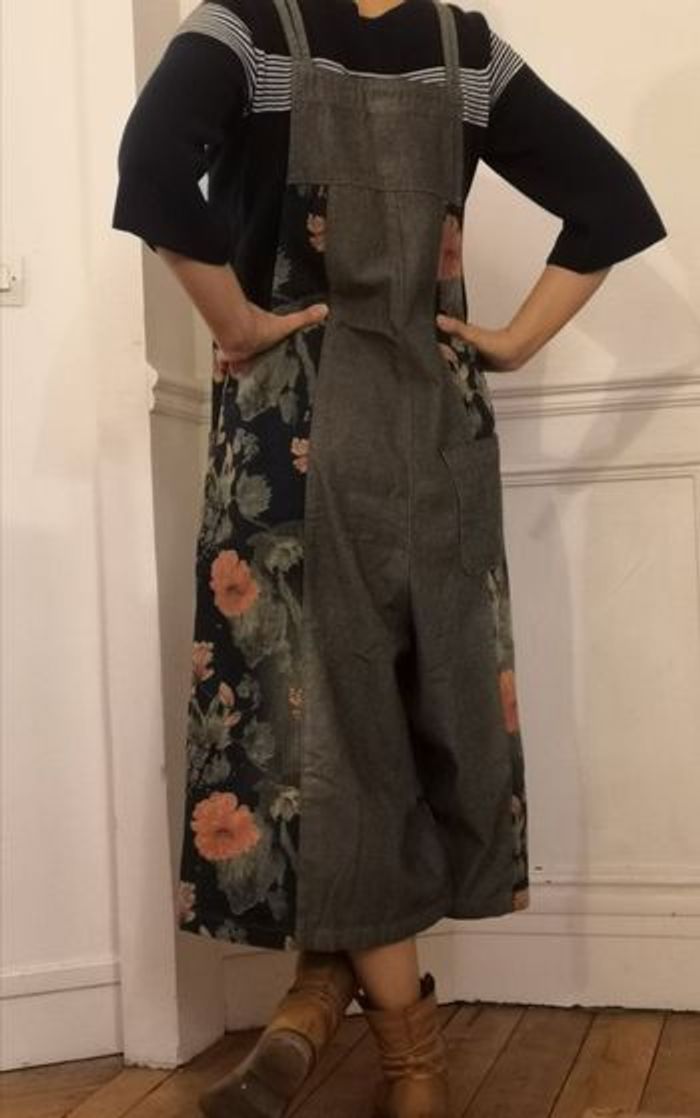 Salopette en jean fleuri / combinaison en denim fleuri - photo numéro 9