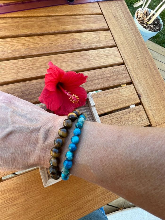 Bracelet élastique oeil de tigre marron - 8mm - photo numéro 4