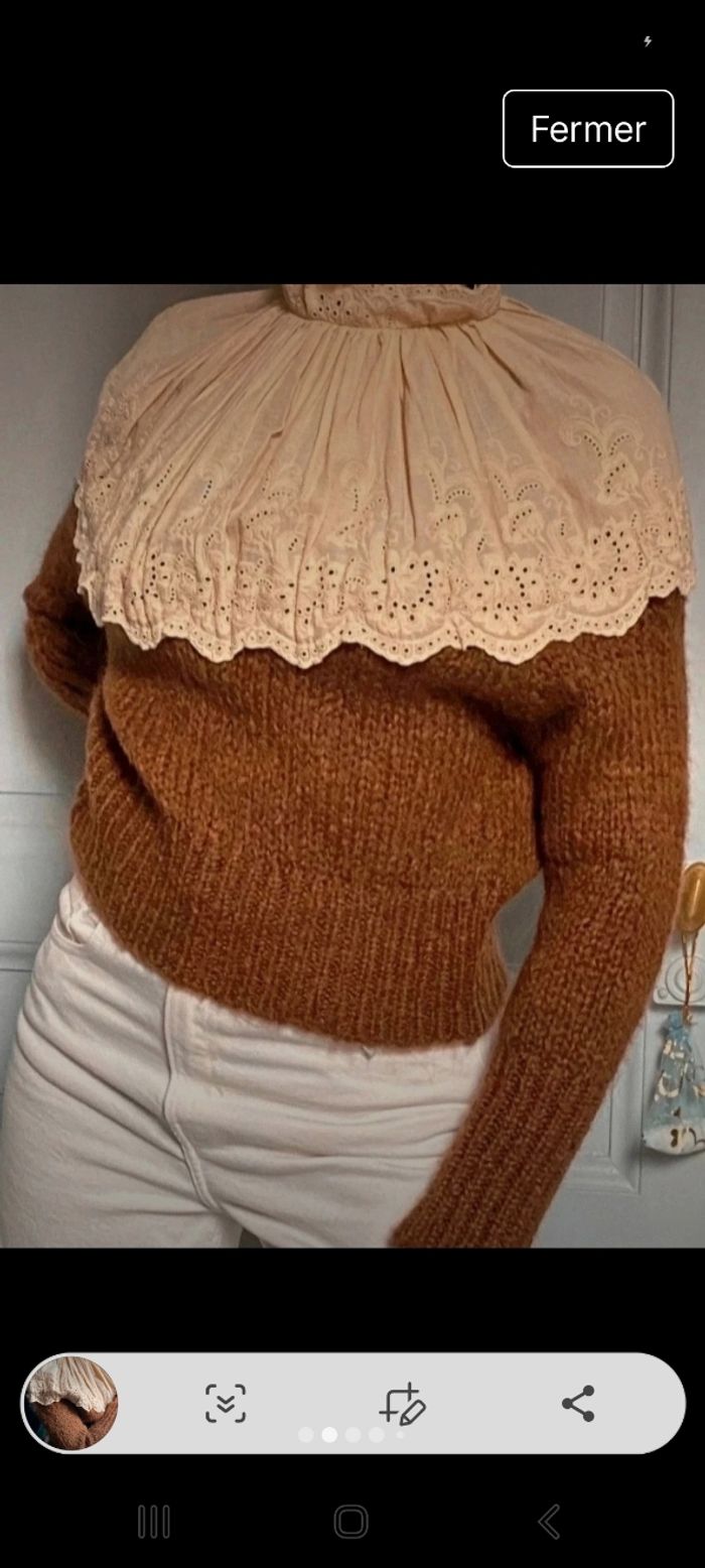 Pull en laine avec un grand col en dentelles de chez zara - photo numéro 3