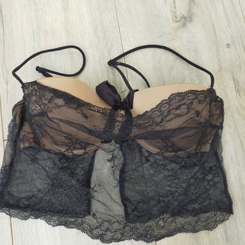 Caraco soutien gorge etam noir or doré 85c