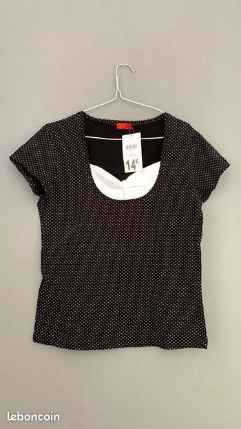 Haut t-shirt à pois TisSaia TXXL Neuf avec étiquette