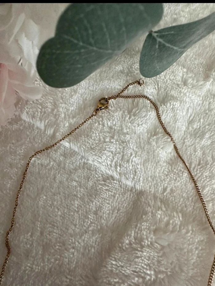 Collier en acier inoxydable et pierre naturelle rose - photo numéro 3