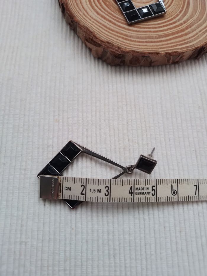 Boucles d'oreilles losange noir - photo numéro 4