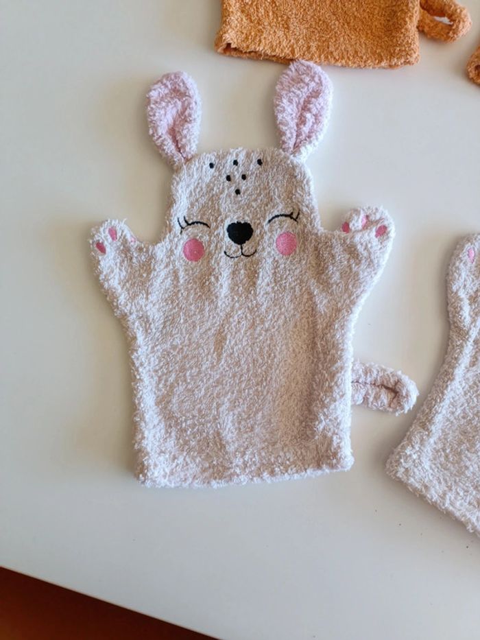 4 gants de toilette enfants marionnettes - photo numéro 3