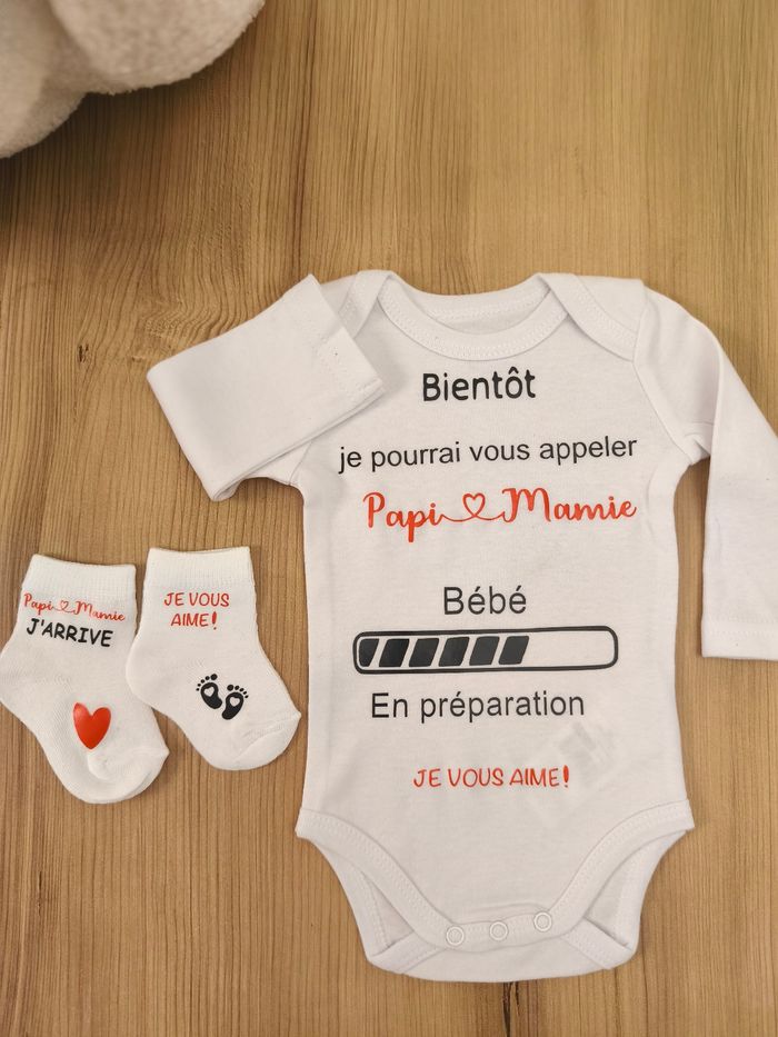 Ensemble annonce grossesse cadeau surprise mamie et Papi j'arrive - photo numéro 3