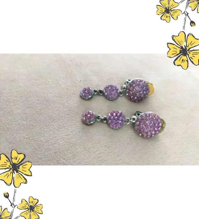 Boucles d’oreilles vintage violettes à clips - vintage – Collection Nuances de Rose - photo numéro 2