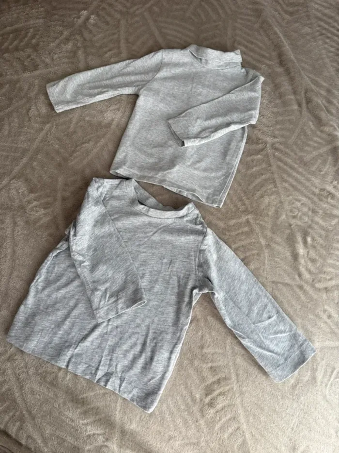 Lot de 2 hauts bébé gris – Manches longues - photo numéro 2