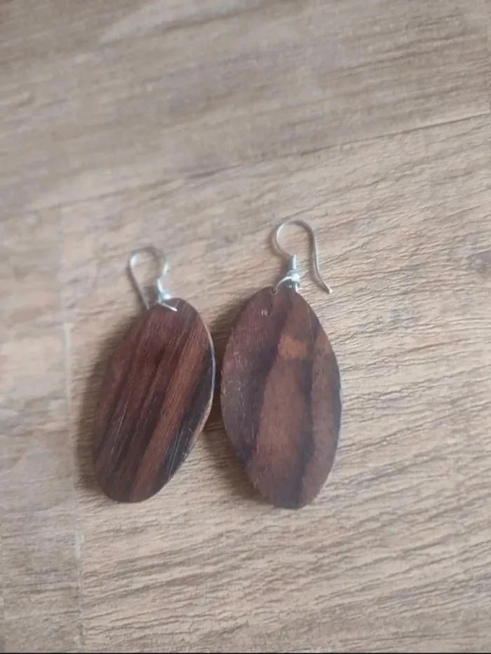 Boucles d'oreilles pendantes bi matière - photo numéro 2