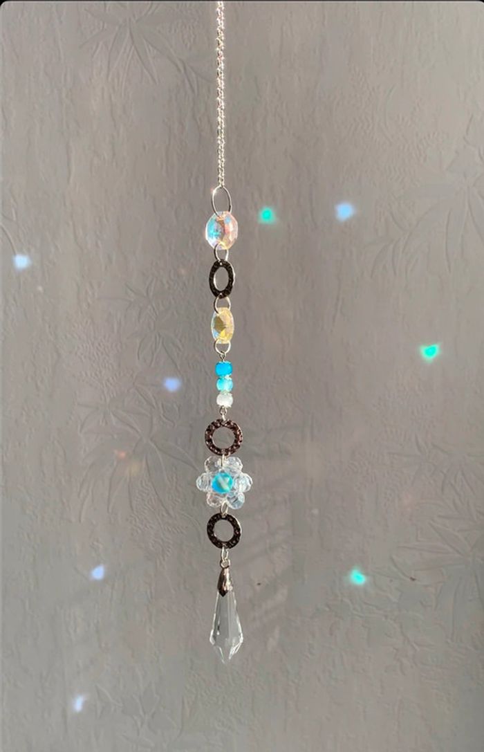 Attrape soleil en cristal de verre turquoise - photo numéro 2