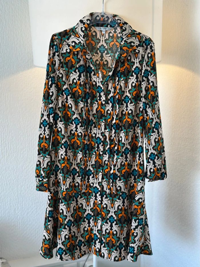 Robe imprimée a motifs colorées esprit bohème - Taille 38 Jus d’orange - photo numéro 3