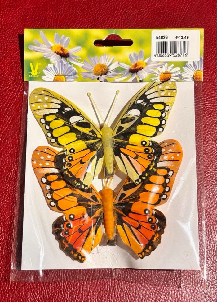 Lot 6 papillons à pinces grises, jaune et orange - photo numéro 6