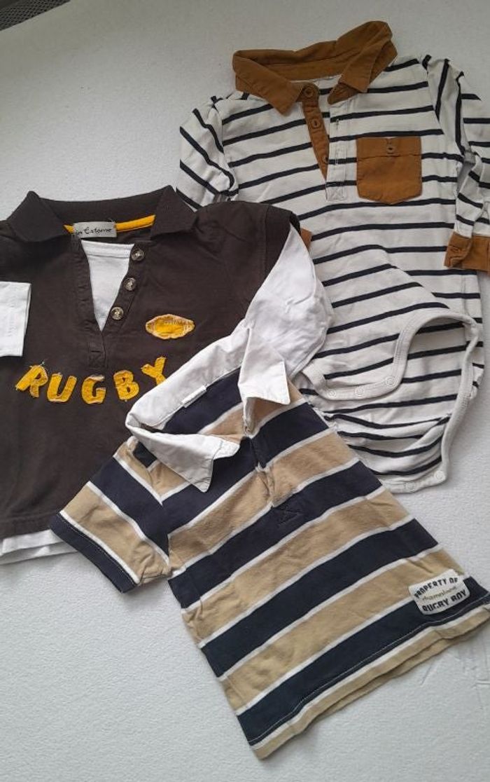Lot 2 t-shirt + 1 body habillé 9-12 mois