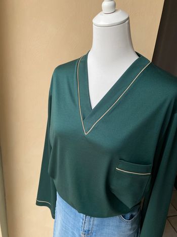 Top vert satiné vintage Dusen T6