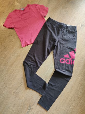 Legging de sport noir rose Adidas Taille 14 ans + top OFFERT