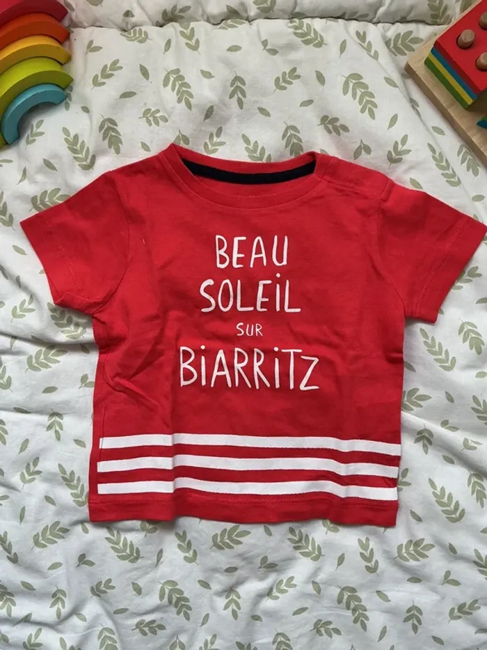 teeshirt manches courtes rouge inscription devant 9 mois bout'chou - photo numéro 3