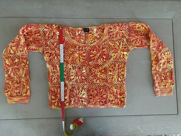 Pull Palme en maille crochet taille S - photo numéro 15