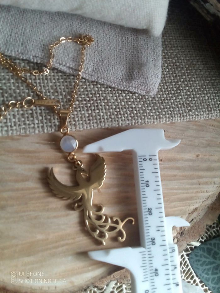 Collier pierre de lune et phénix - photo numéro 3