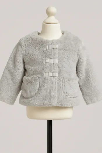 Veste fille 12 mois – Fausse fourrure grise