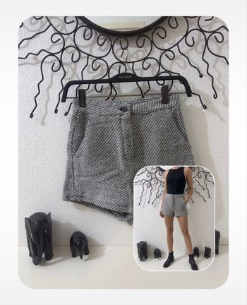 Short de Ville Gris et Noir Motif Tissé Pronto Moda - Taille M - Coupe Classique Légère