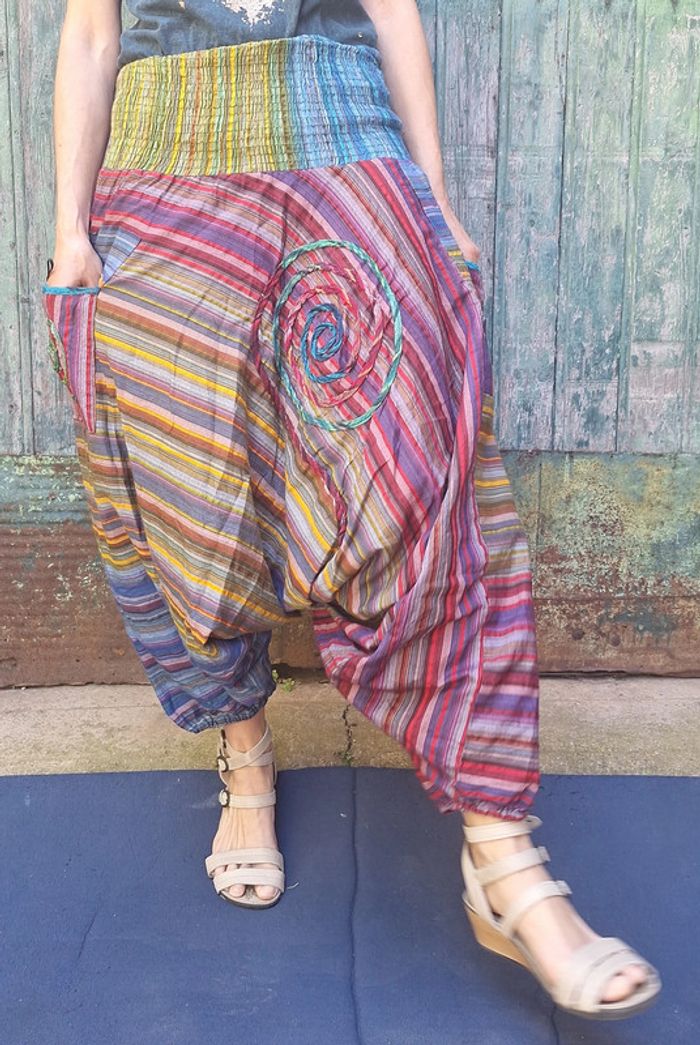 Pantalon sarouel coton coloré taille unique India - photo numéro 5