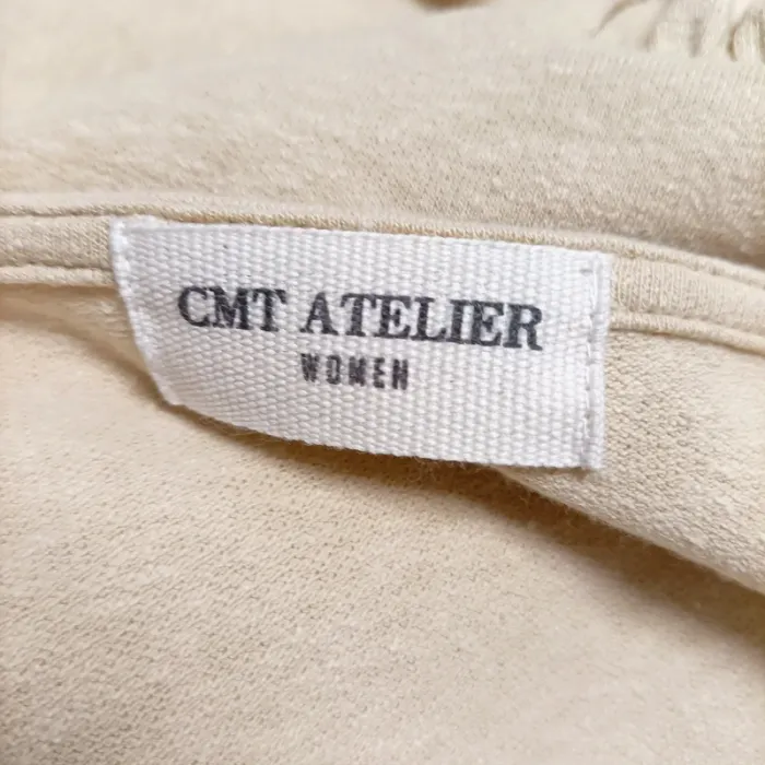 Robe longue beige CMT Atelier col cache-cœur manches courtes fluide T38 coton élasthanne A1260 - photo numéro 13