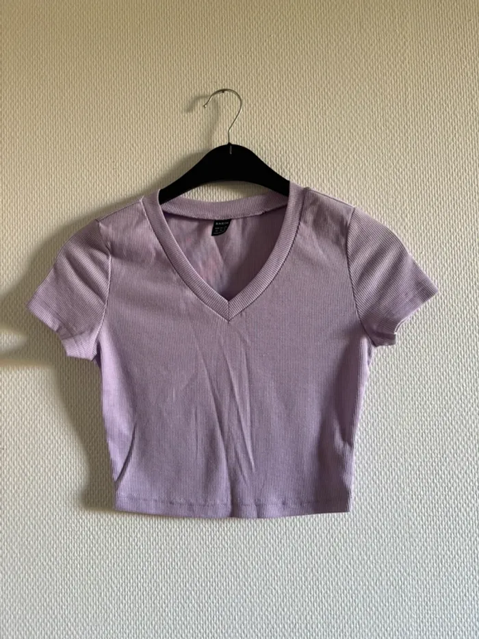 T shirt crop top lilas