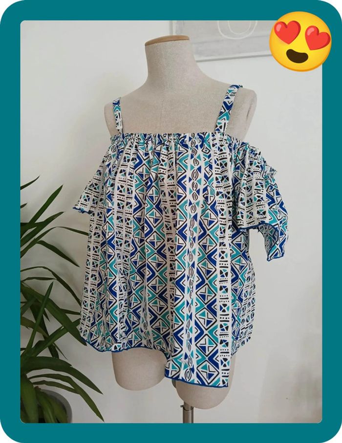 Blouse d'été à motifs Neuve Taille M 🌿💝 - photo numéro 4