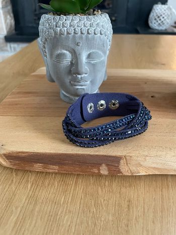 Bracelet manchette strass bleu