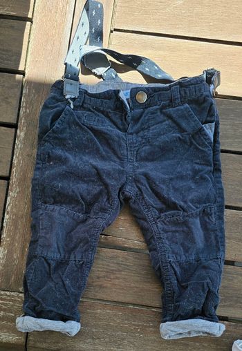 Pantalon velours a bretelles 