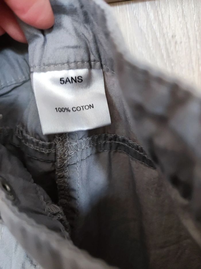 Pantalon toile cargo gris brodé 5 ans - photo numéro 8