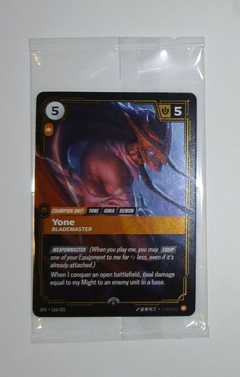 RIFTBOUND Yone, Blademaster 116/221 SFDX – Rare – 1ère édition Spiritforged Promos (SCELLÉ)
