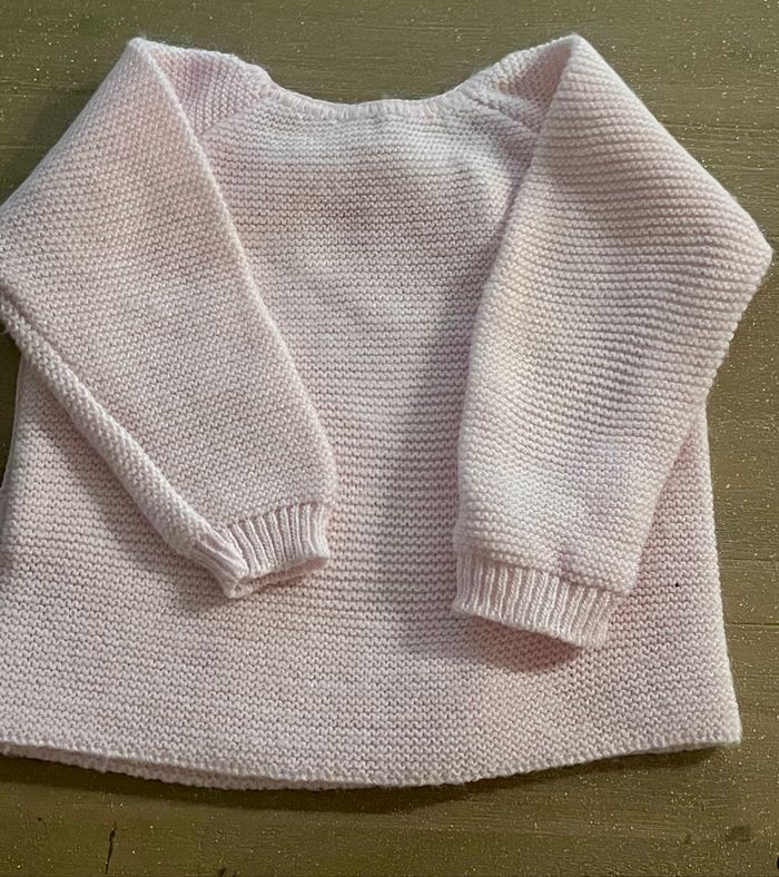 Pull tricoté cache cœur rose pale - photo numéro 6