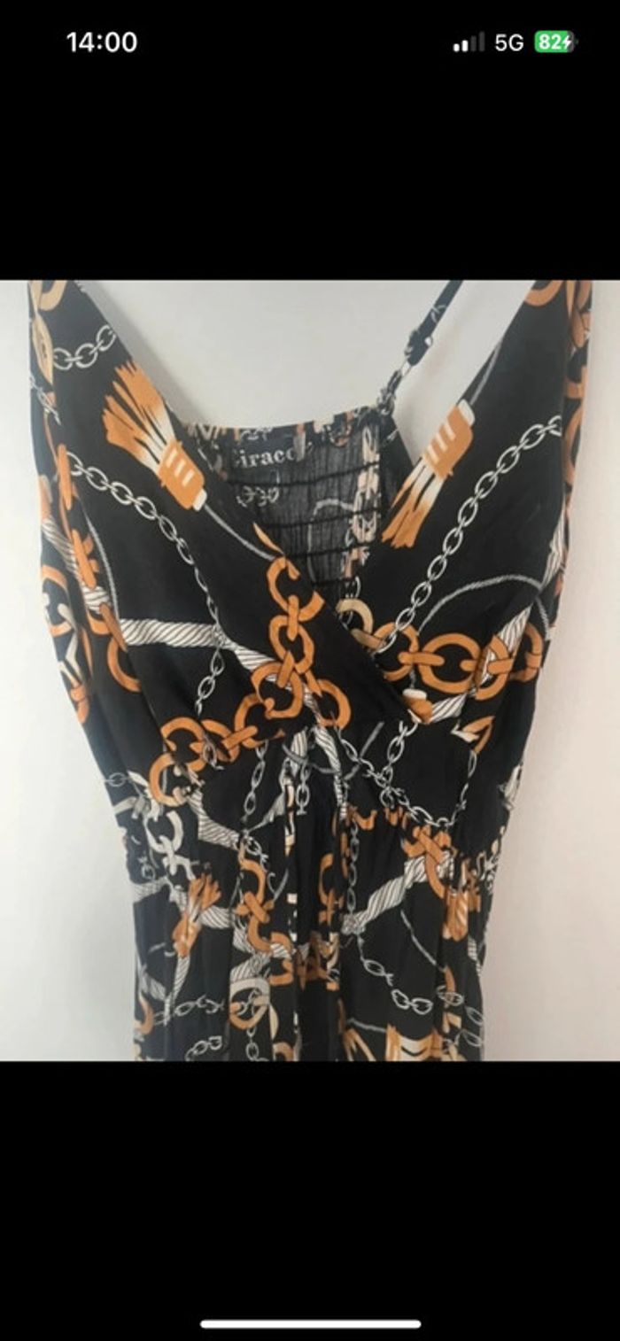 Robe noire bretelles réglables motif chaînes dorées taille M/L - photo numéro 4
