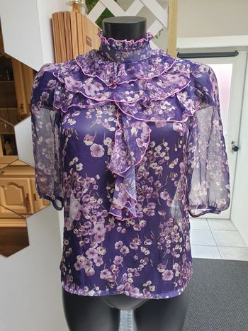 Blouse fleurie mauve taille S