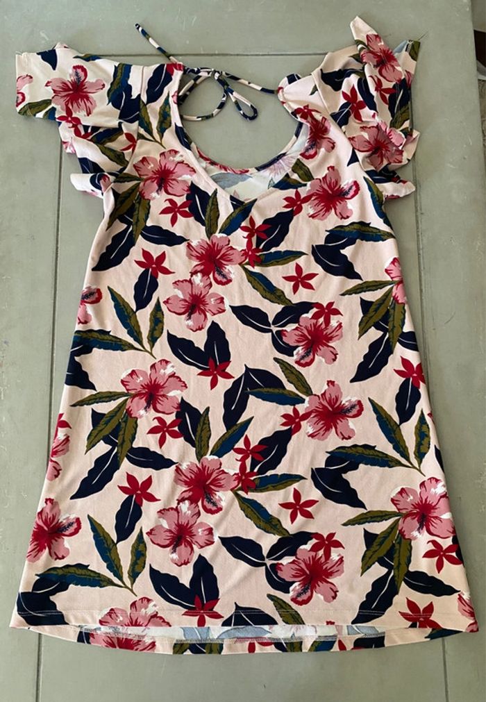 Robe d'été Mango rose à fleurs marine taille XS - photo numéro 15