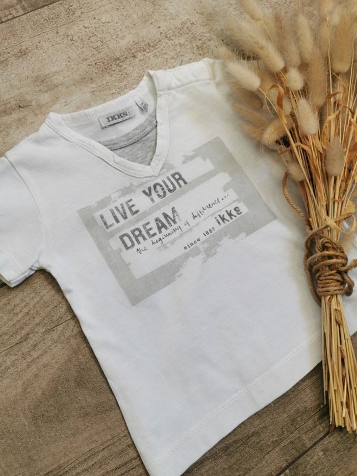🌺Ikks teeshirt blanc et gris 3mois - photo numéro 8