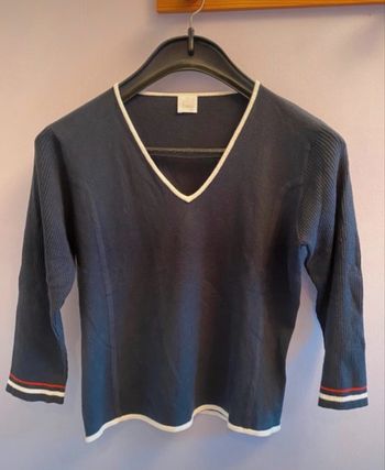 Pull col V marine ,t.2 Camaïeu 