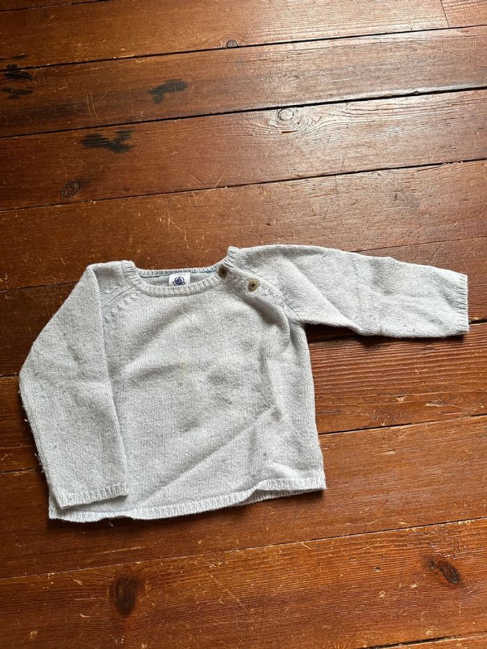 Pull Petit Bateau bleu ciel 12 mois