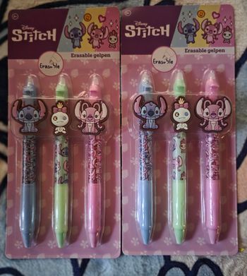 Lot de 2 packets de 3 stylo gel effaçable Stitch, Angel et Leroy