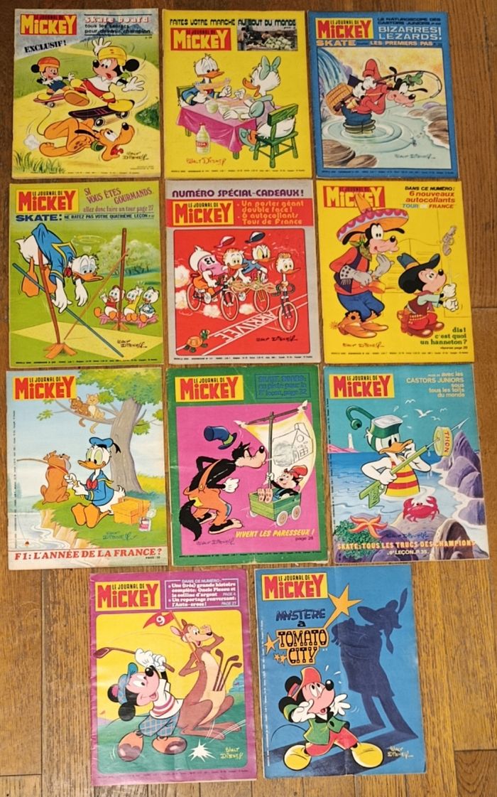 Rare Lot 11 Journaux de Mickey Série complète leçons de Skate 1978 vintage - photo numéro 2