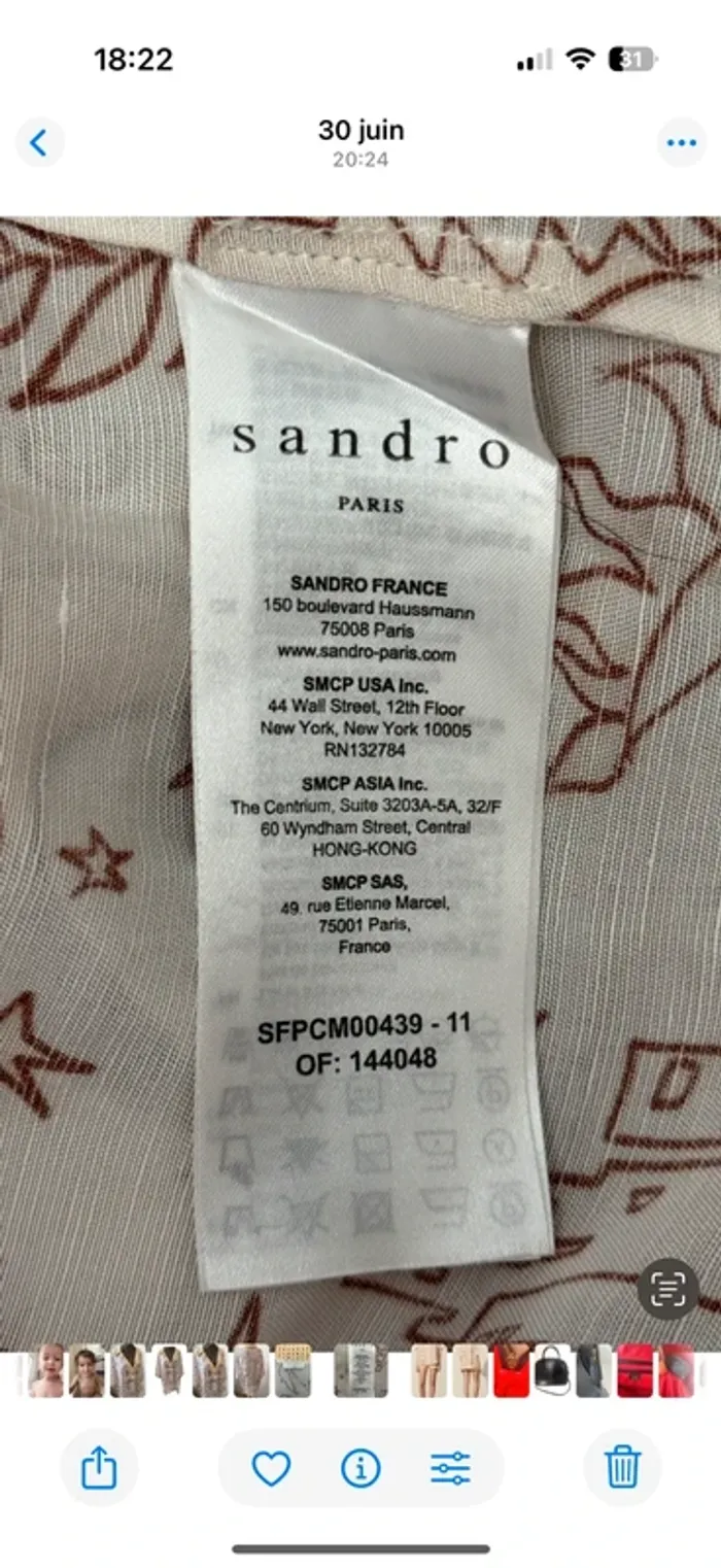 Chemise/Blouse Sandro – Col V & Col en Crochet – Taille 38 - photo numéro 4