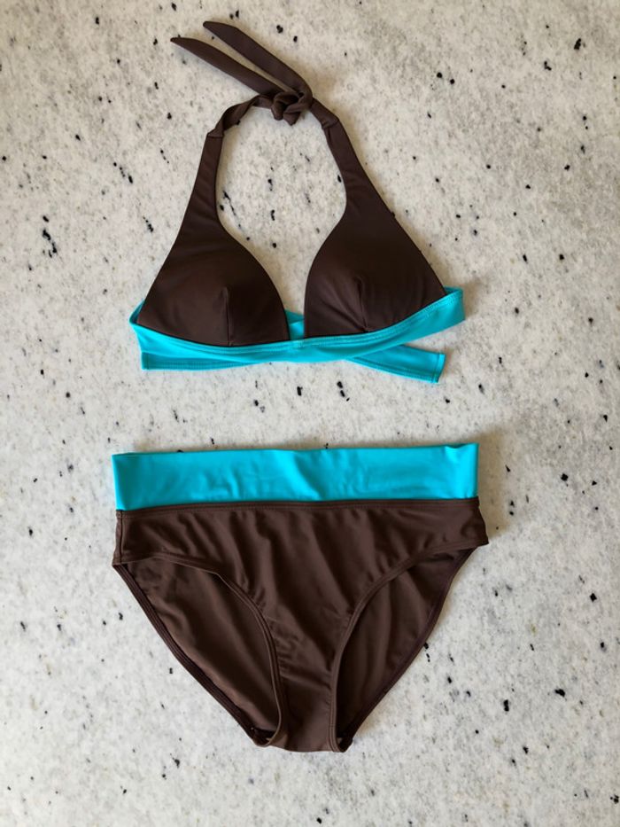 Maillot de bain 2 pièces bicolore M/L