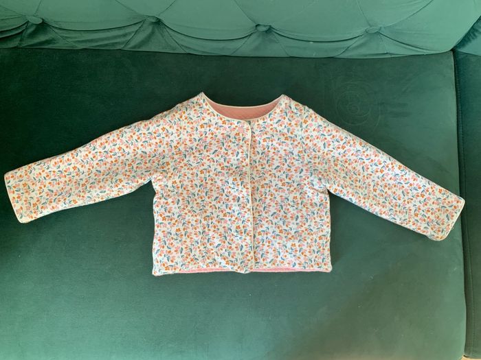 23 mois Gilet fleuri reverisible rose bébé fille