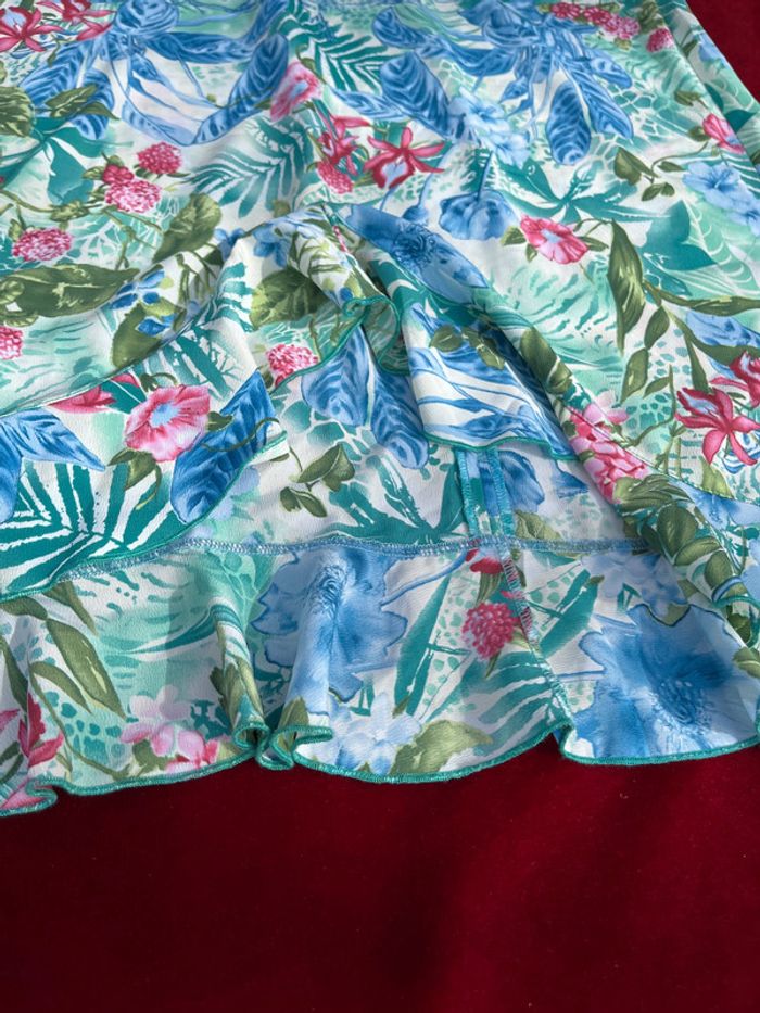 Superbe robe vintage Fleurie Volants Froufrou Afibel T 48 - photo numéro 8