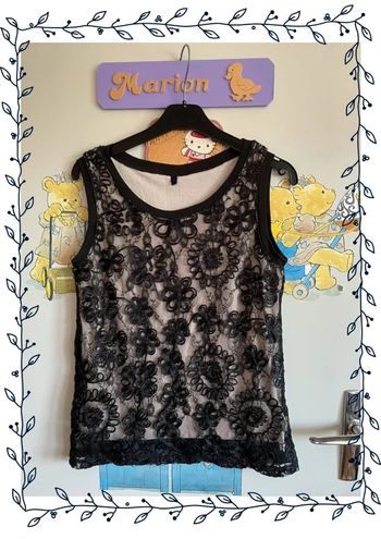 Débardeur noir et beige/crème, taille 36