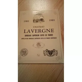 Etiquettes de vin Château La Vergne Bordeaux Supérieur Côte De Franc 1983 -