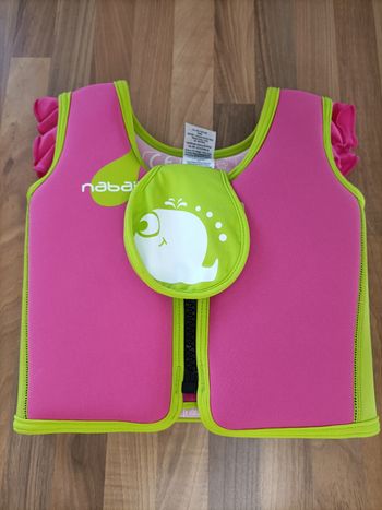Gilet de flottaison neuf rose et anis 15-18 kg Nabaiji 