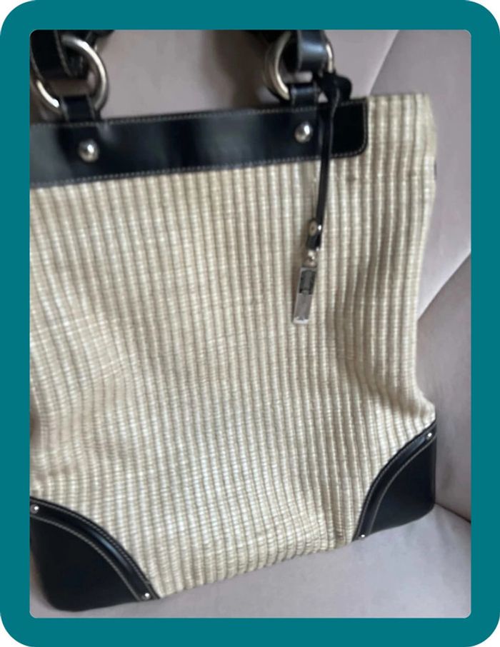 Sac à main cabas paille et cuir vintage - Anne Fontaine - photo numéro 2