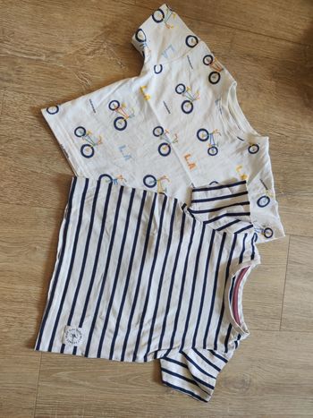 Lot de 2 tee shirt vélo et marin Vertbaudet Taille 3-4 ans